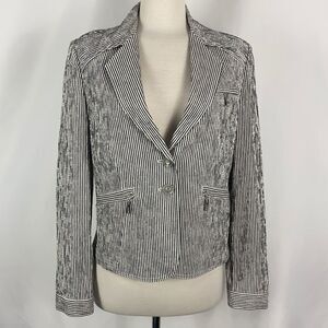 St. John Sport Grey White Seersucker Blazer